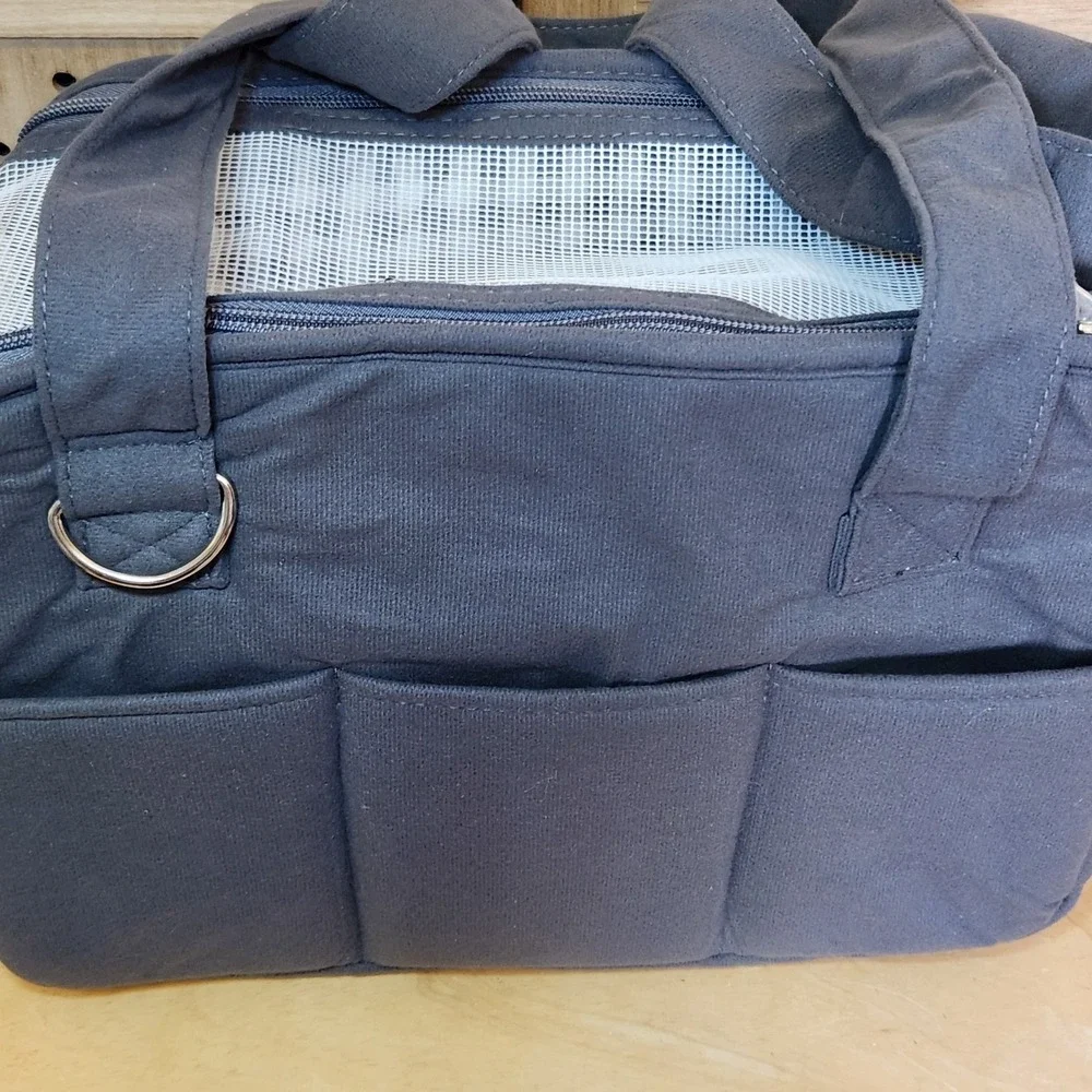 Pet Carrier Bag Dog Cat Kitten Puppy Transport‎ Mesh Padded Strap Handles Gray